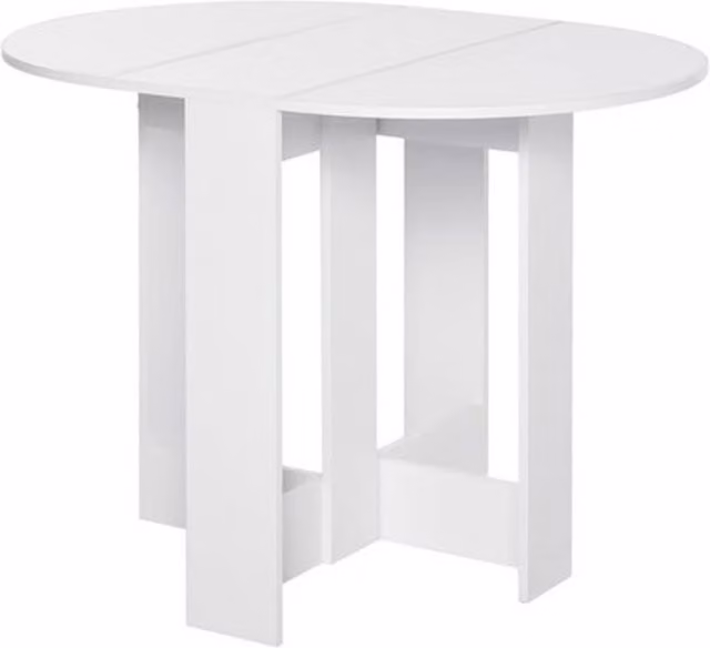 NESTLUNE White Foldable Drop Leaf Dining Table