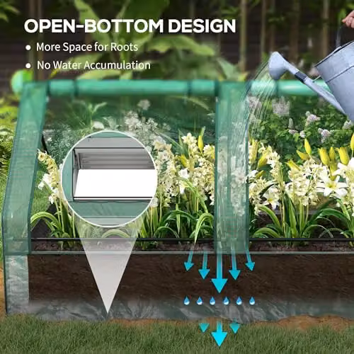 Outsunny Raised Garden Bed Planter with Mini Greenhouse in Green and Grey – 3