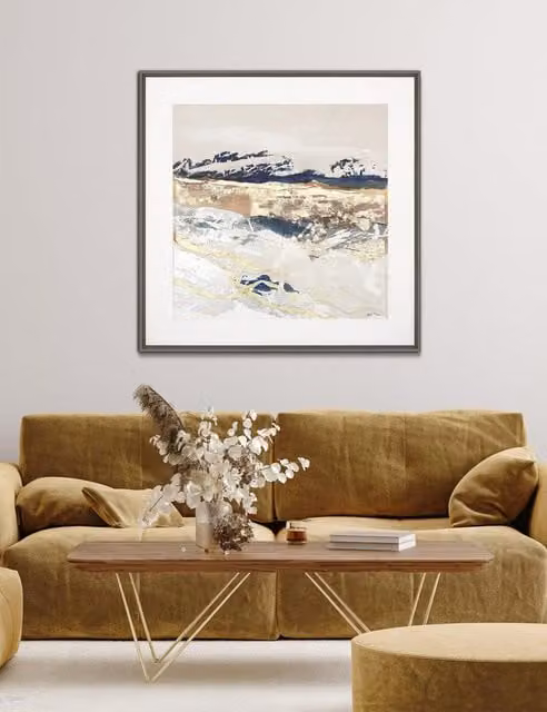 Gallery Direct Sidelines Square Abstract Framed Wall Art in Grey and Multicolour