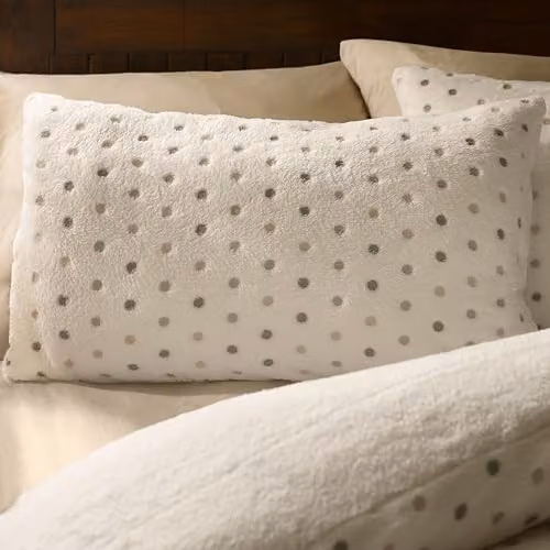 Catherine Lansfield Cosy Spot Fleece King Duvet Cover and Pillowcase Set in Cream – 2