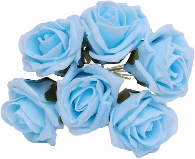 Kingsbury Gifts Bunch of 6 Small Blue Foam Roses