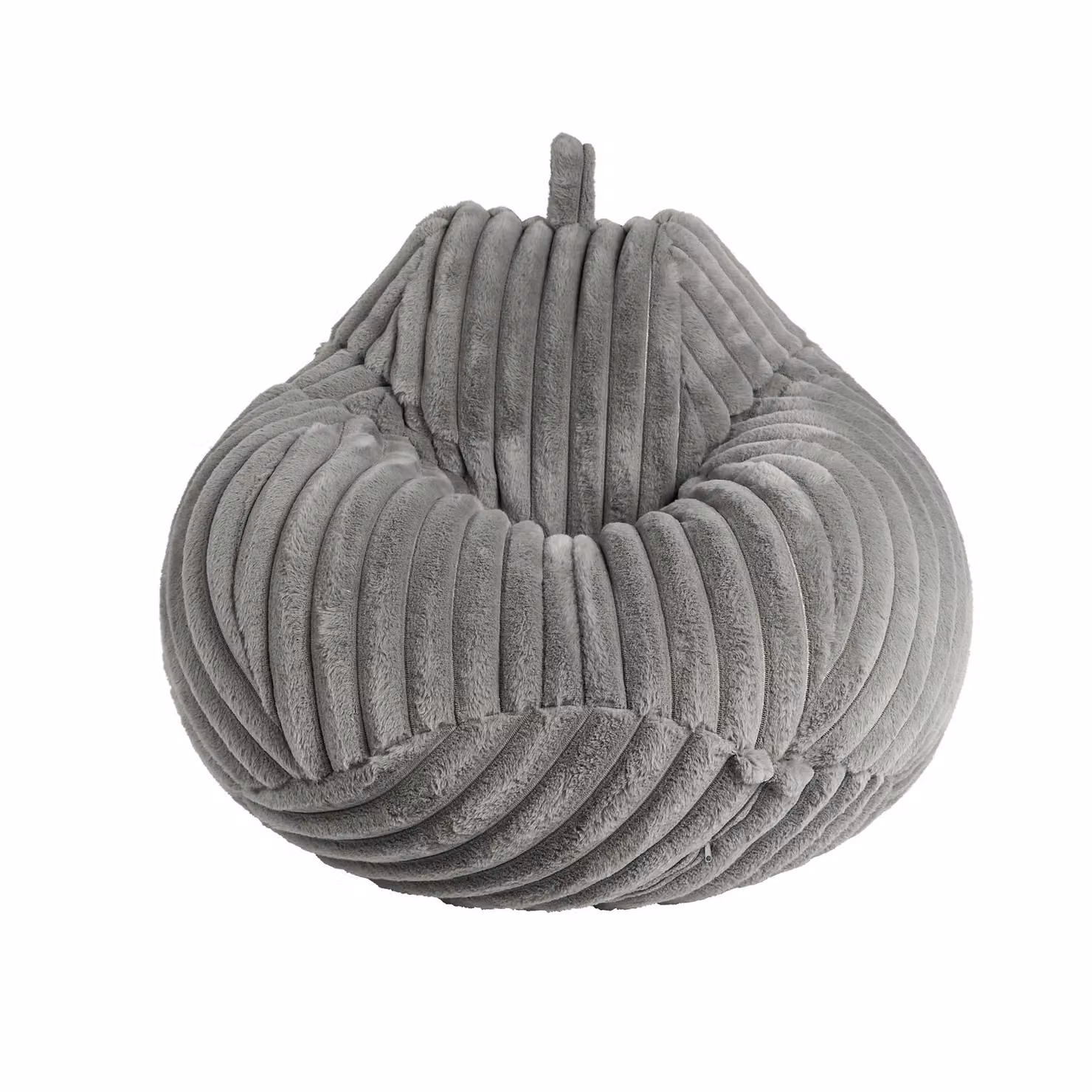 OHS Grey Ribbed Fleece Gaming Bean Bag Chair with Removable Cover and Carry Handle – 2