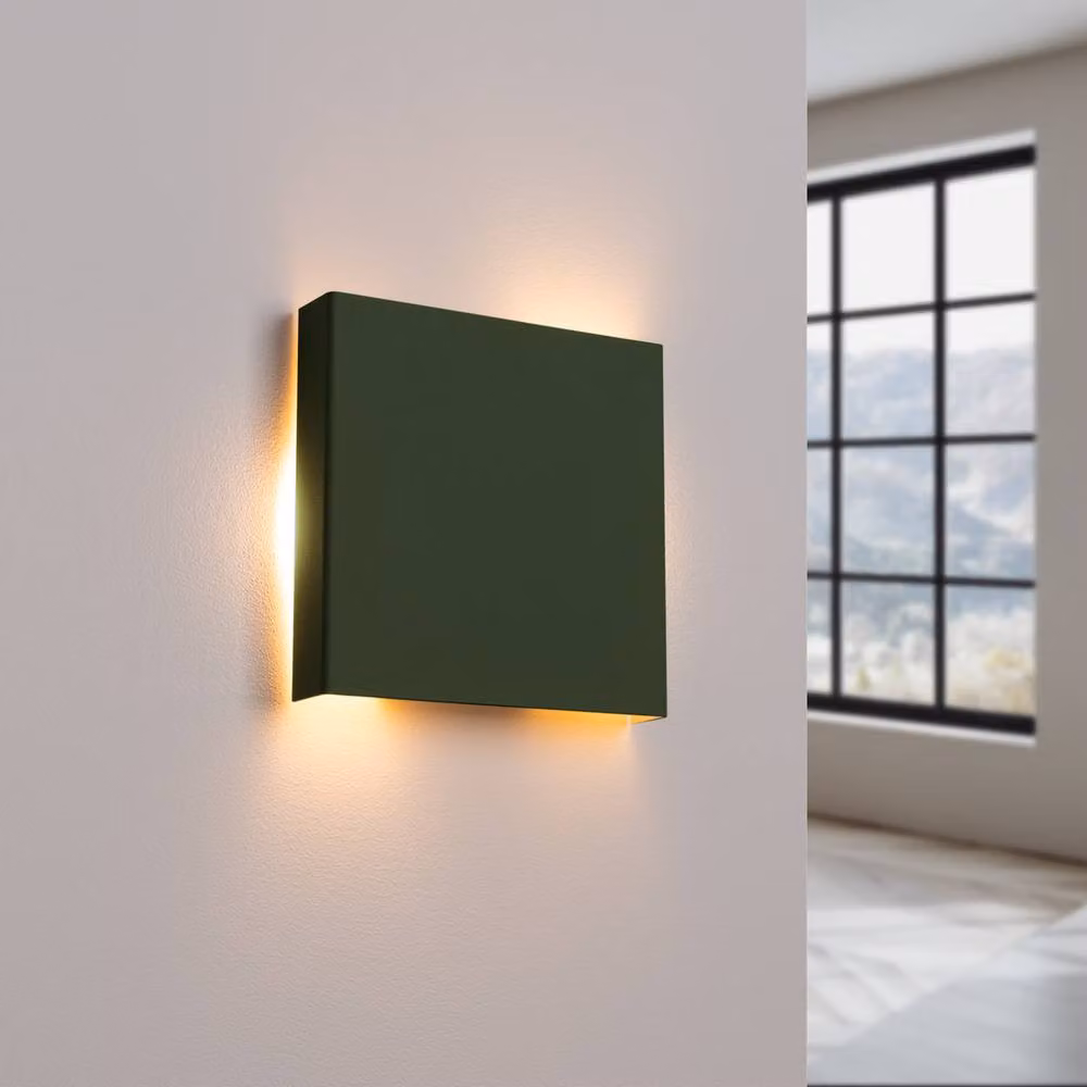 Sollux Lighting minimalist square wall lamp in green, W/D/H: 15 x 15 x 2.4 cm – 2