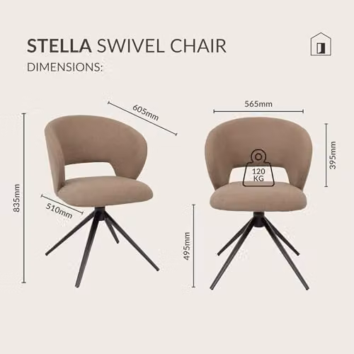 Bentley Designs Stella 360 Degree Swivel Chair in Beige Boucle with Armrests – 2