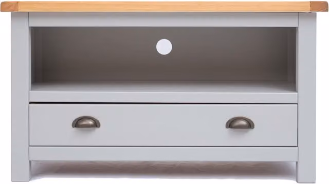 Cabinet Bits Argenta Light Grey 1 Drawer TV Cabinet with Brass Cup Handle