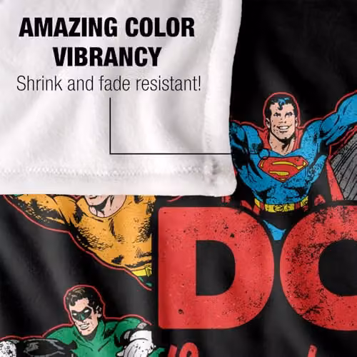 LOGOVISION Justice League DC Through The Ages Super Soft Silky Touch Fleece Throw Blanket, Multicolour, W: 152 cm, D: 127 cm – 3