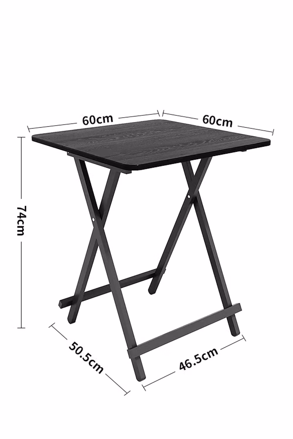 Living and Home Black Folding Wooden Dining Table, W/D/H: 60 x 60 x 74 cm – 3