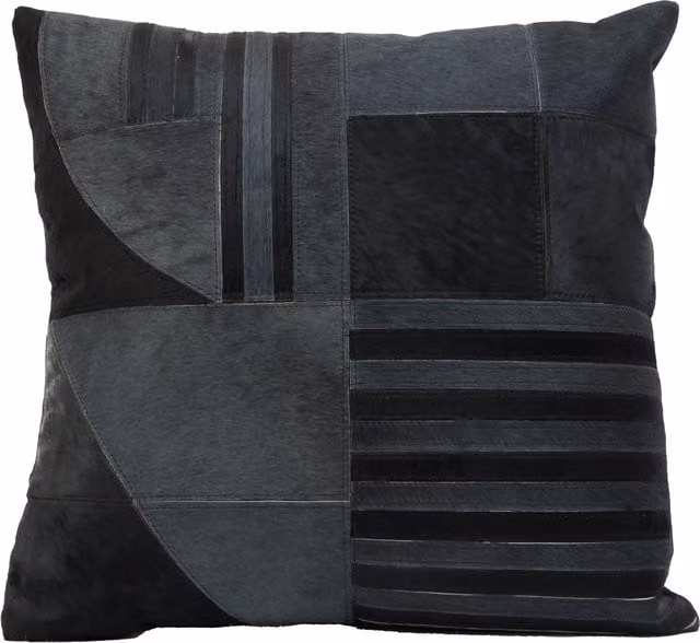 Orsina Bosie Safira Square Leather Cushion in Black and Grey Multicolour