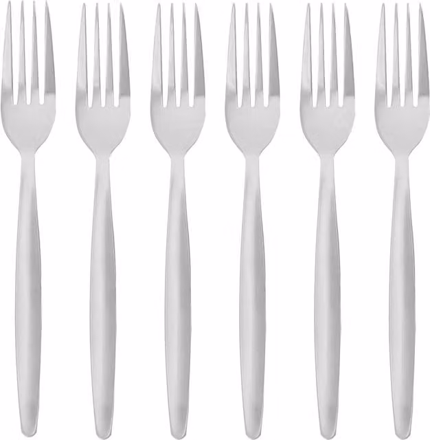 Argon Tableware Brushed Stainless Steel Dinner Forks, Silver, Set of 6