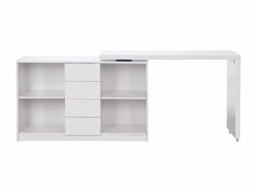 Vente-unique PAVELO Extendable Desk with 360 Degree Swivel Top in Lacquered White MDF, W/D/H: 120 x 76.5 x 75 cm – 2