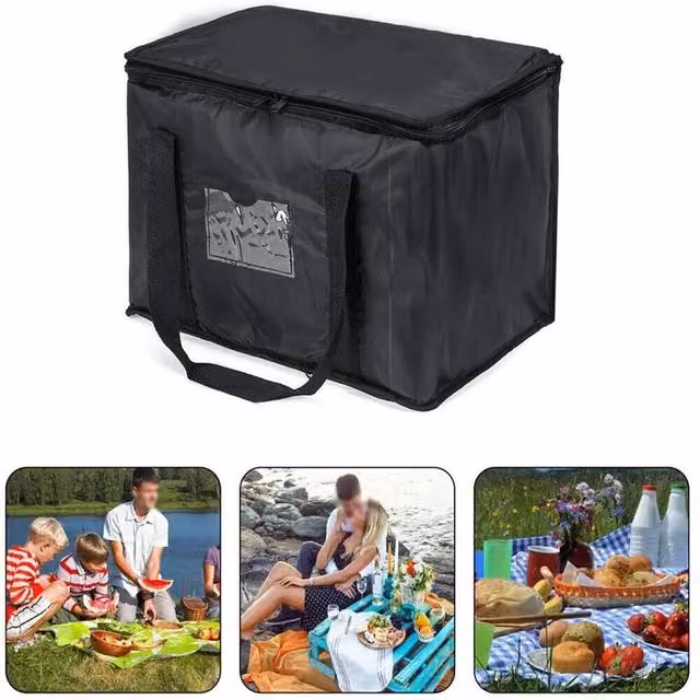NESTLUNE 16L Insulated Food Delivery and Grocery Shopping Bag in Black – 1