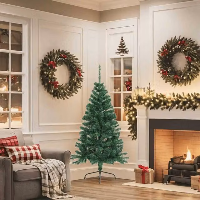 Berkfield Home Artificial Half Christmas Tree in Green with Stand, Height: 150 cm