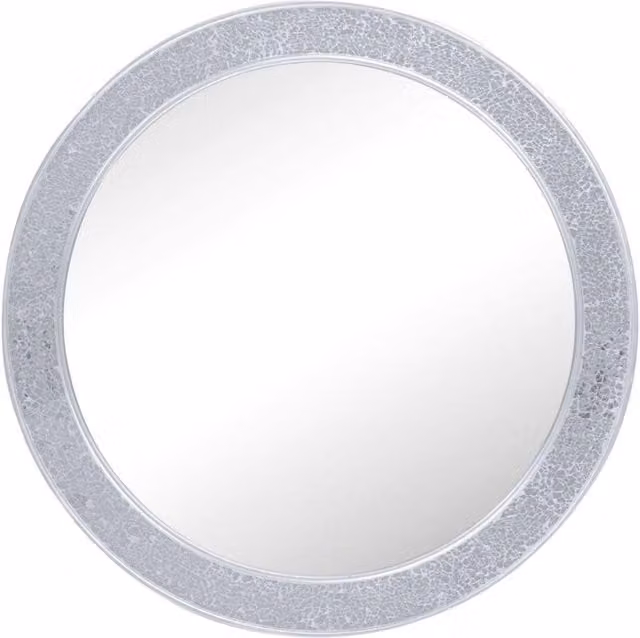 Nielsen Lewis Crackle Mosaic Round Wall Mirror in Silver, Diameter: 74 cm – 1