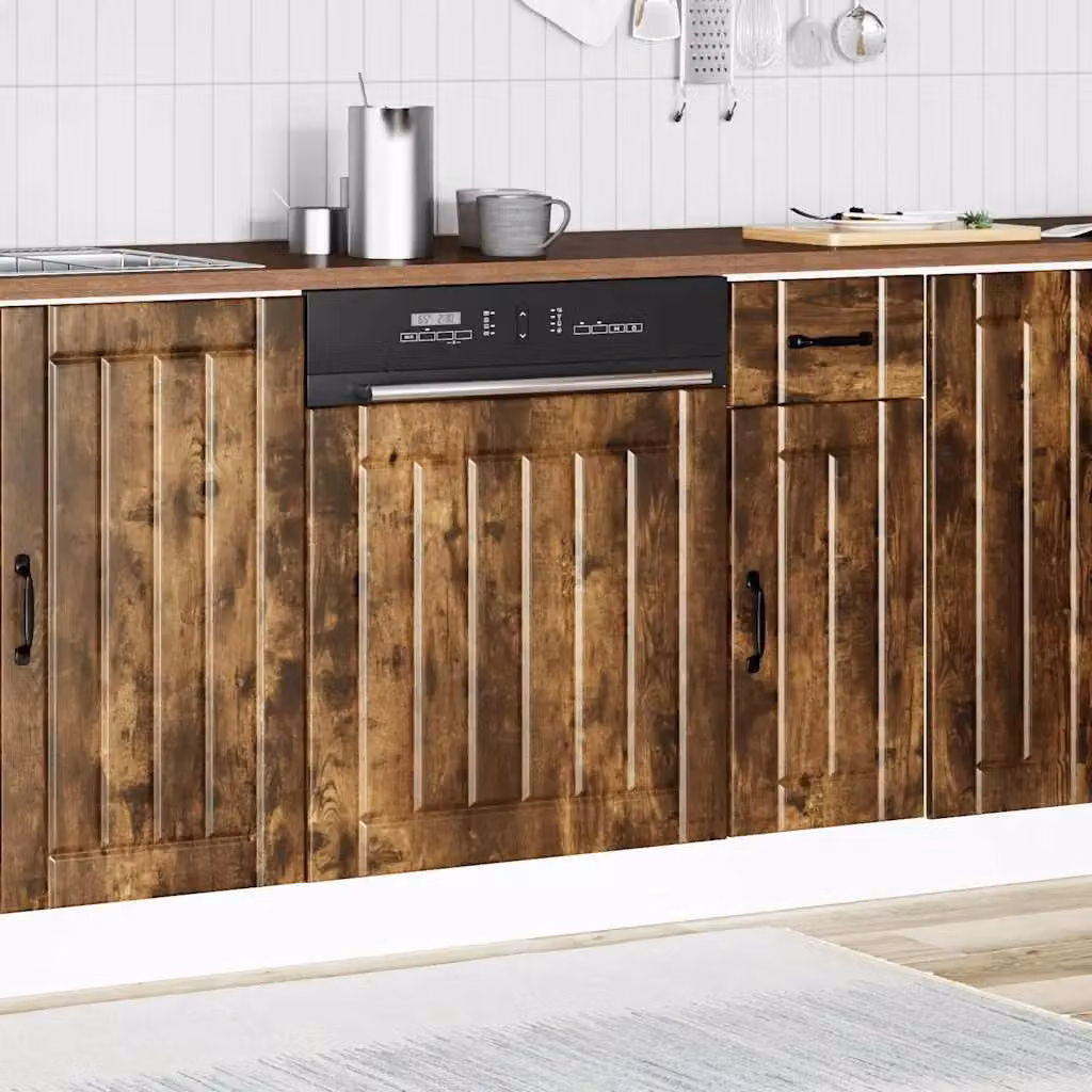 Berkfield Home Lucca Dishwasher Panel in Smoked Oak Brown Engineered Wood – 3