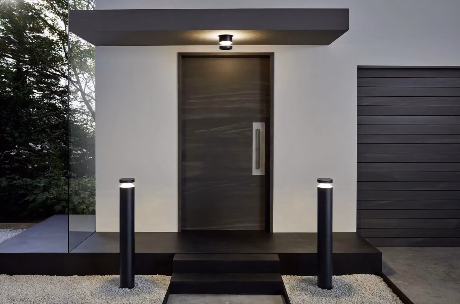 Loops 2 Pack Black Cast Aluminium IP44 Outdoor LED Bollard Lights – 3