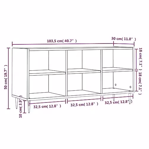 vidaXL Industrial TV Cabinet in Brown Smoked Oak, W/D/H: 103.5 x 30 x 50 cm – 3