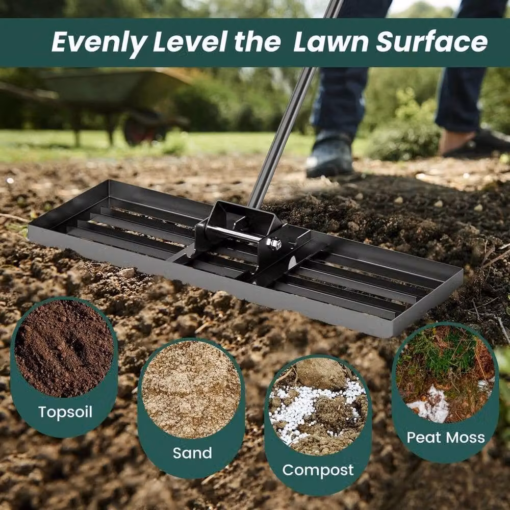 Kelvenix Heavy Duty Lawn Leveling Rake in Black – 4