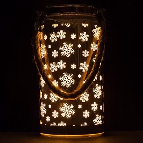Shatchi Silver Christmas Snowflake Decorated Tabletop Snow Globe Jar, Height: 20 cm – 3