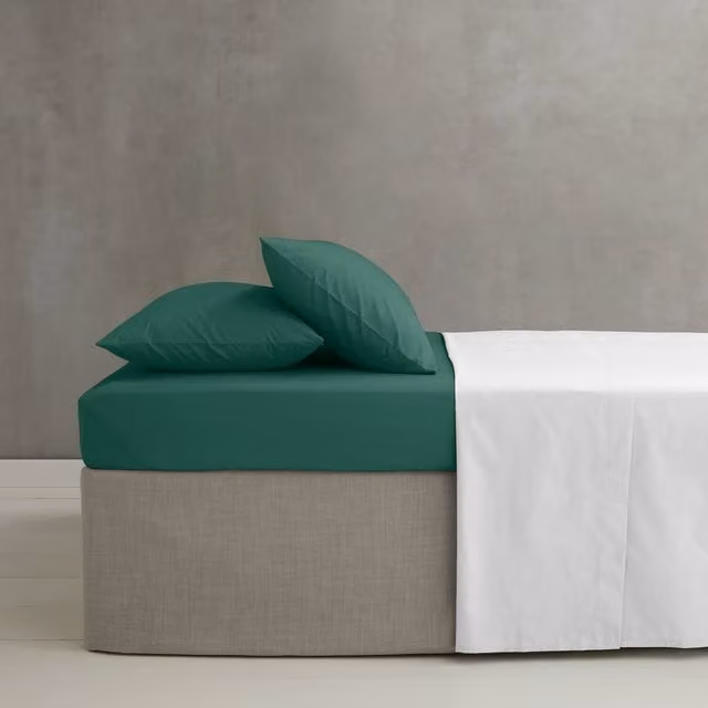 Catherine Lansfield Easy-Iron Percale Cotton Fitted Bed Sheet, Dark Green