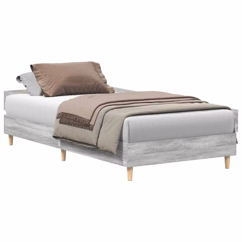 Berkfield Home Durable Wood Bed Frame in Grey, W/D/H: 80 x 190 cm – 2