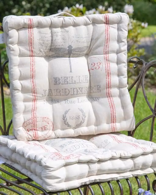 Dibor Set of 2 Vintage Style Square Garden Box Chair Seat Pads in Grey, W 40 cm x D 40 cm – 1