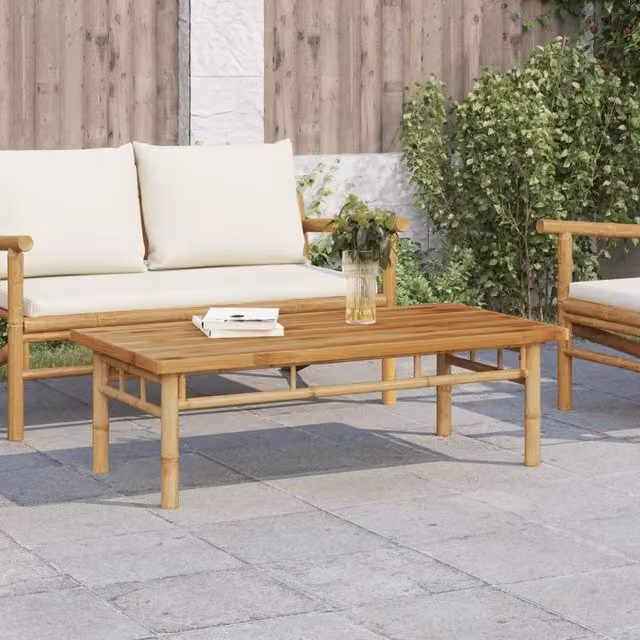 Berkfield Home Modern Bamboo Coffee Table in Brown, W/D/H: 110 x 55 x 35 cm