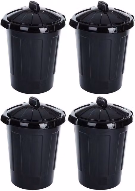 FLAVORA 4-Piece Black Plastic Garden Animal Feed Storage Bins with Lids – 1