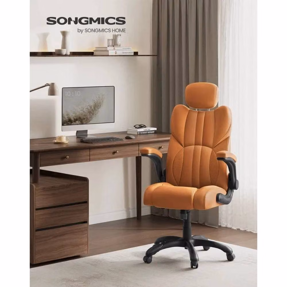 SONGMICS Ergonomic Gaming Chair in Brown and Beige Synthetic Leather with Headrest and Armrests – 2