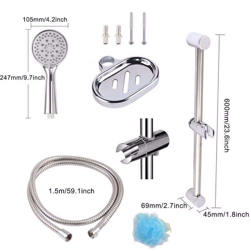 Havendro Adjustable Slider Rail Shower Riser Kit in Silver and Chrome – 2