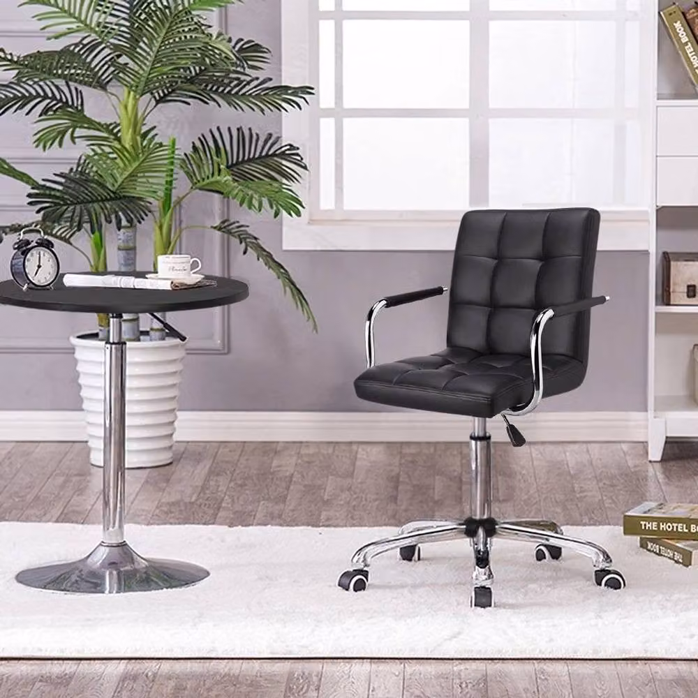 KORVIXA Black Synthetic Leather Modern Executive Computer Chair with Armrests and Castors – 2