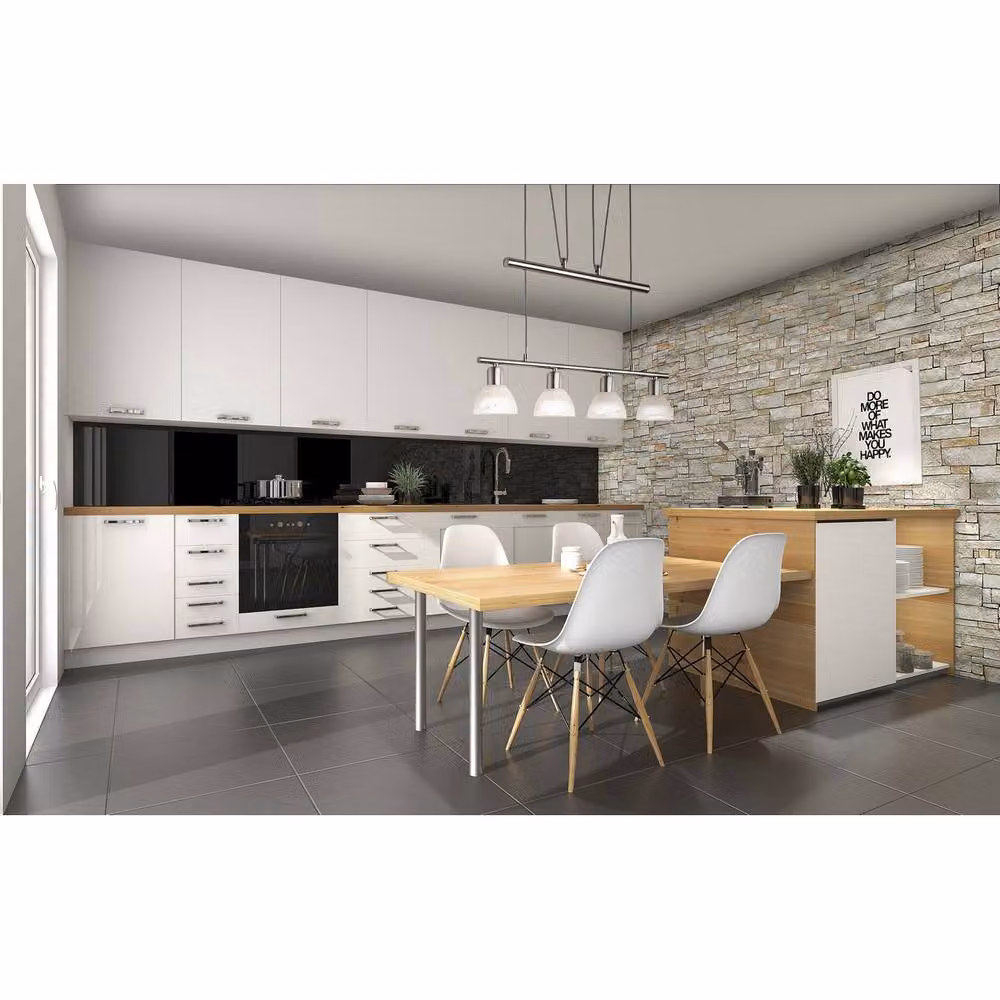 Netlighting Daytona Bar Pendant Light in Nickel and Grey with Alabaster Optic Glass Shades, 4x E14 – 2