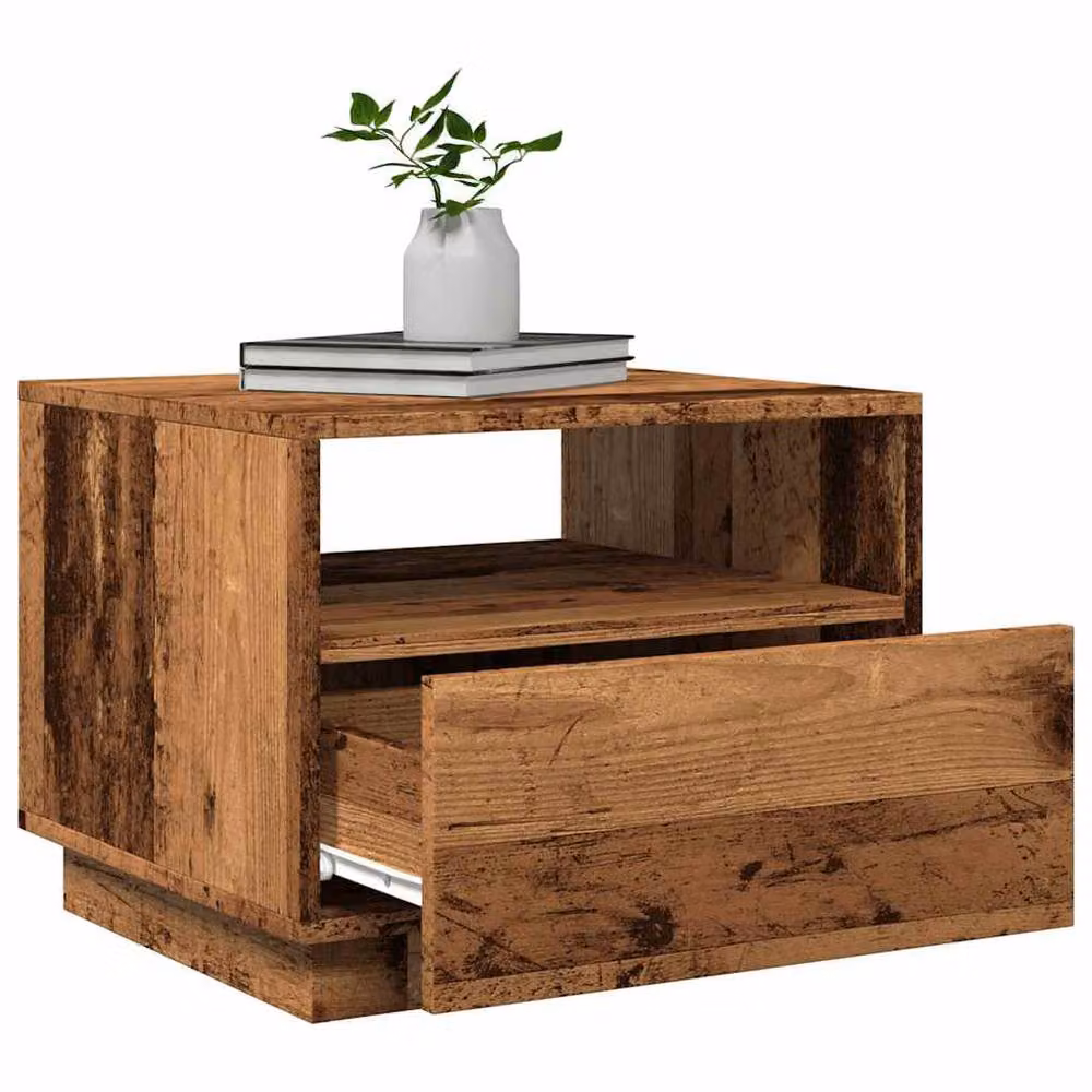 Berkfield Home Modern Coffee Table with LED Lights in Brown, W/D/H: 50 x 49 x 40 cm – 5