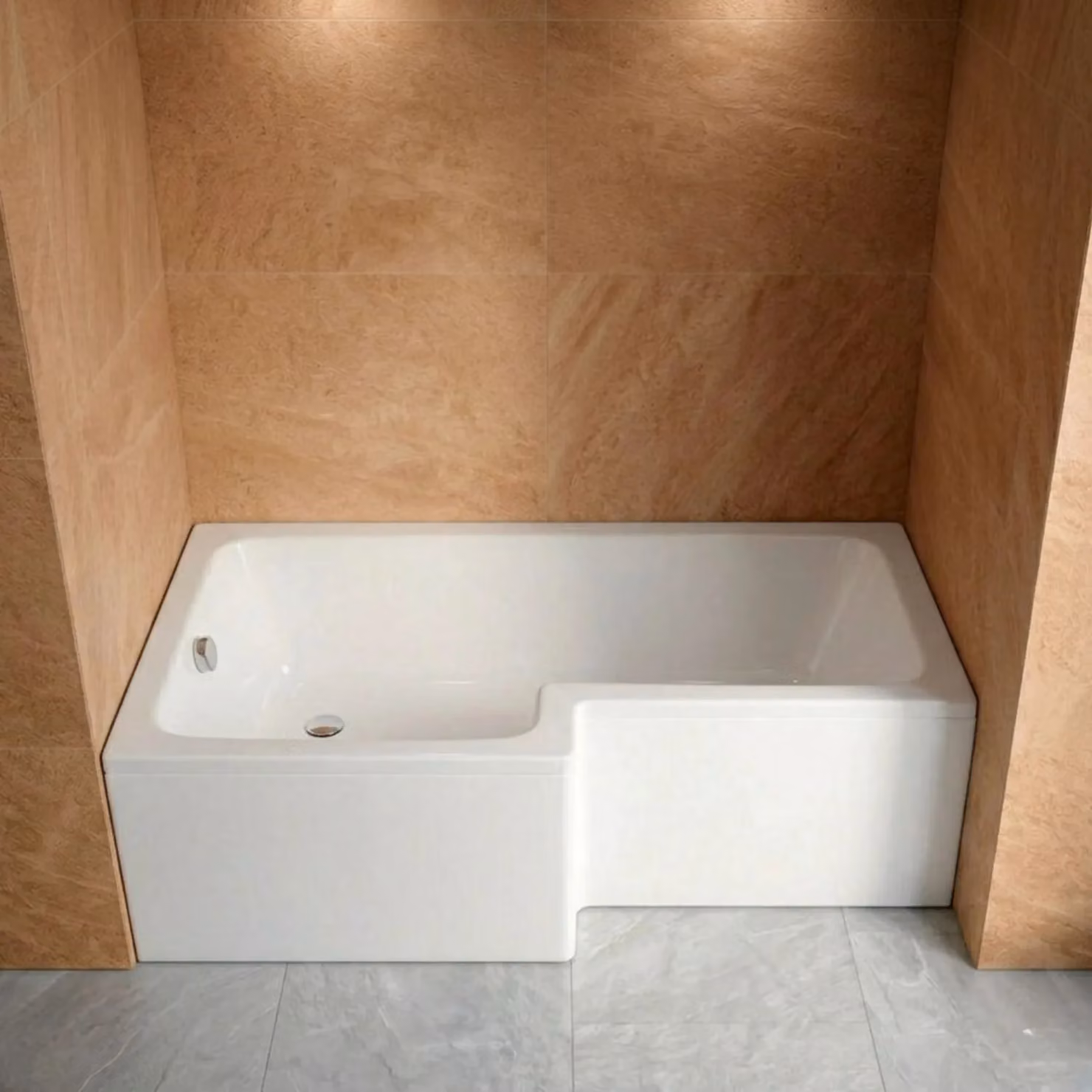 Balterley White L-Shaped Left-Hand Square Acrylic Shower Bath with Leg Set, W/D/H: 1600 x 70.5 x 40 cm – 2