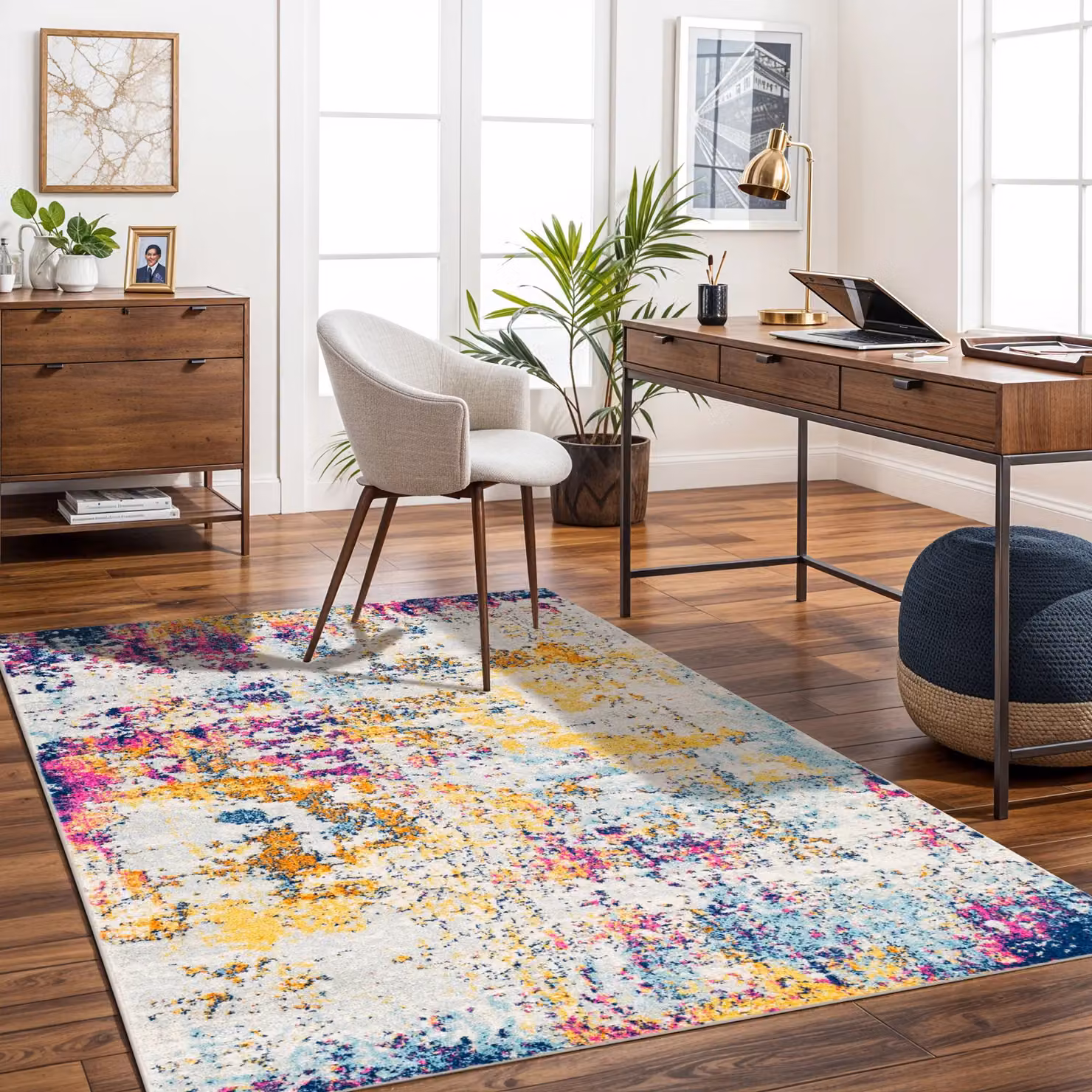 Livabliss Sunderland Abstract Blue and Grey Modern Marble Rug, W: 160 cm, D: 220 cm – 4