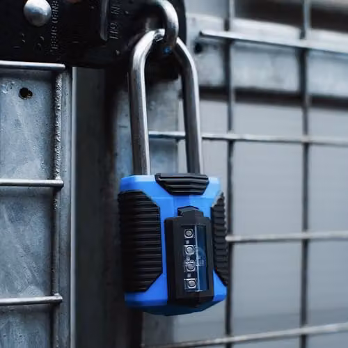 Squire CP50 Heavy Duty 4 Wheel Combination Padlock with All Terrain Marine Long Steel Shackle in Blue – 5