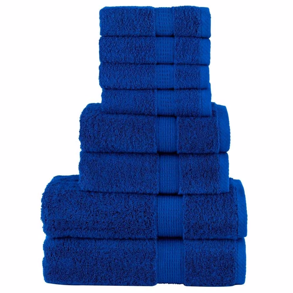 Berkfield Home SOLUND 8 Piece Premium Blue Cotton Terry Towel Set, 600 gsm – 2