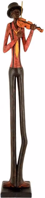 Hill Interiors Standing Jazz Band Violinist Figurine in Brown