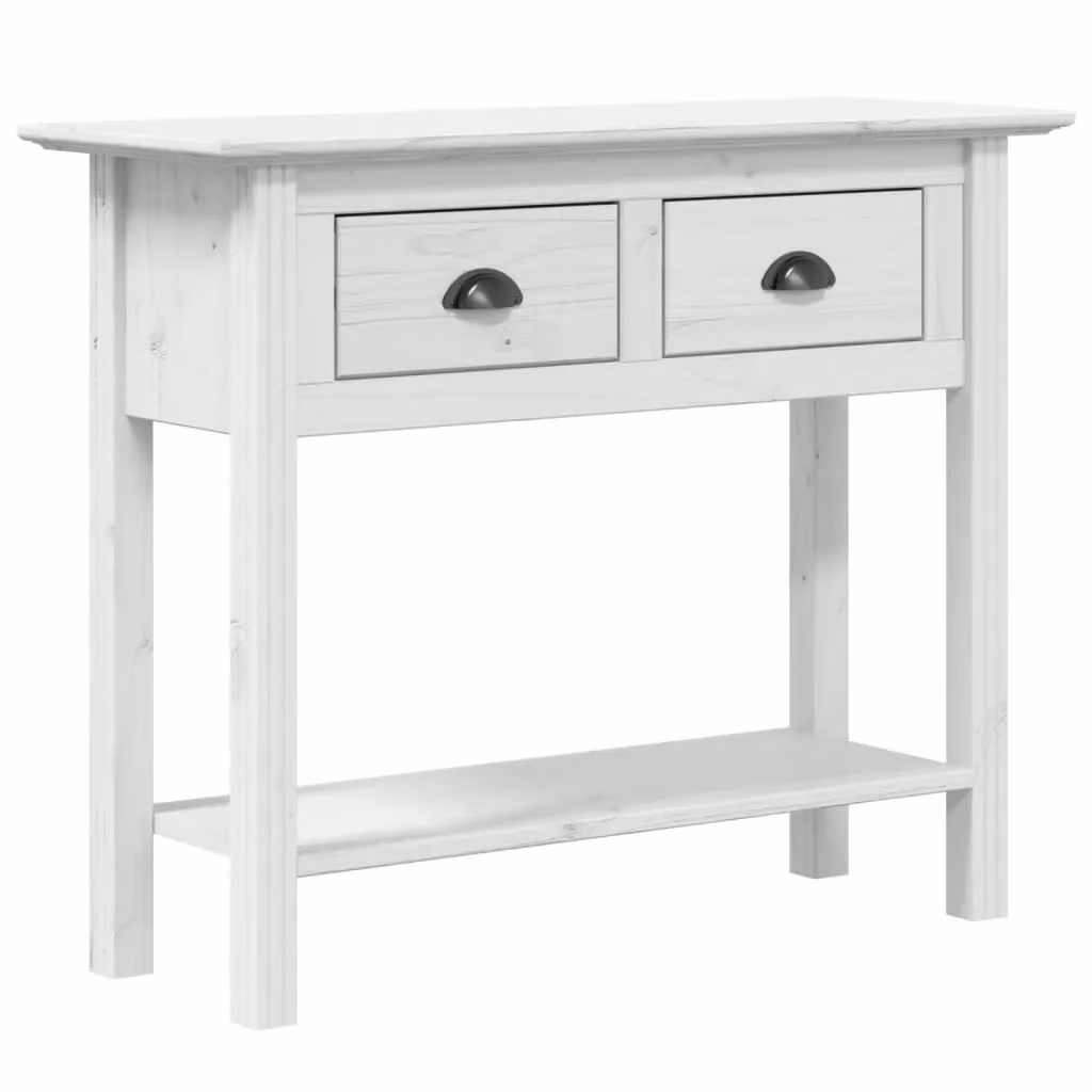 Berkfield Home BODO White Solid Wood Pine Console Table W/D/H: 90 x 34.5 x 73 cm – 2