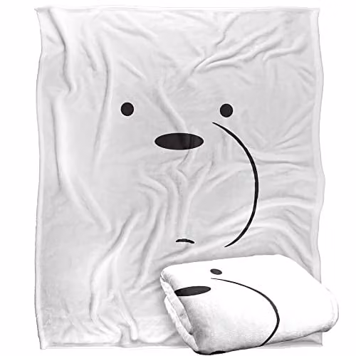 LOGOVISION We Bare Bears Ice Bear Super Soft White Fleece Throw Blanket W/D/H: 152 x 127 cm