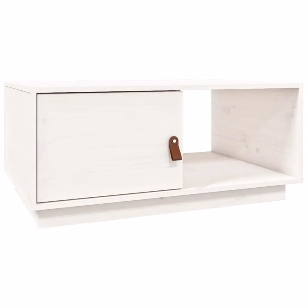 Berkfield Home White Rustic Solid Wood Pine Coffee Table W/D/H: 80 x 50 x 35.5 cm – 2