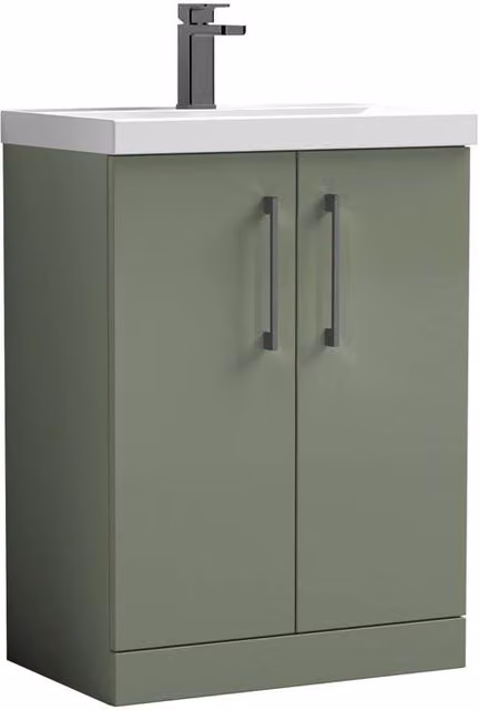 Balterley Contemporary Floor Standing 2-Door Vanity Basin in Satin Green, W: 60 cm – 1