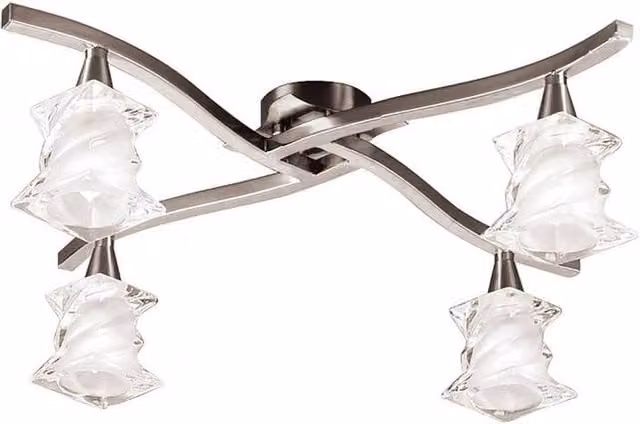 Netlighting Salomon 4 Light G9 Ceiling Lamp in Polished Chrome and Grey Glass – 1