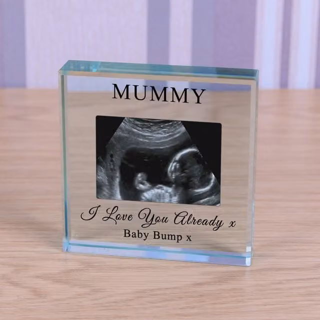 Uniqueful Personalised Love You Already Baby Scan Glass Token in Transparent and Beige
