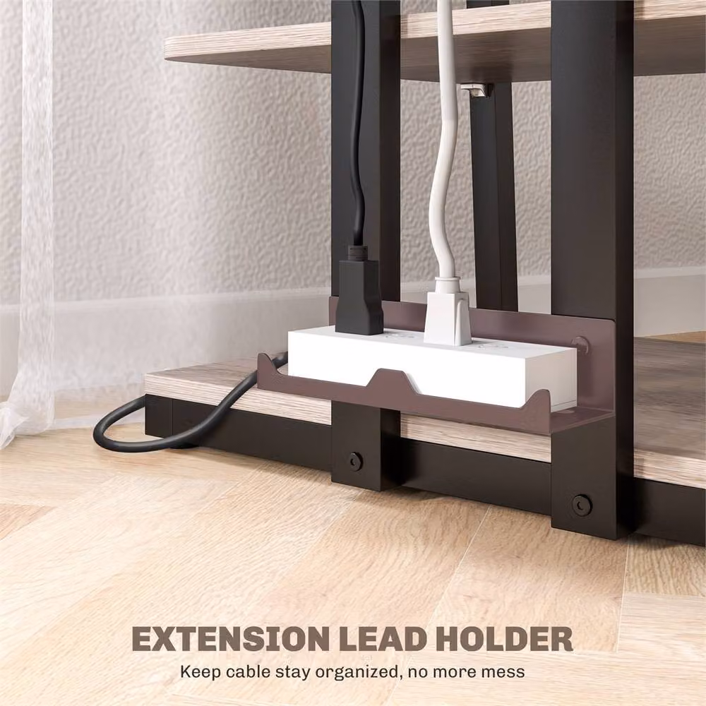 Kelvenix Industrial HiFi Stand in Grey Metal with Cable Tray and Media Compartments, Width: 100 cm – 2