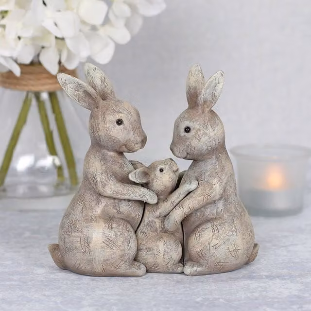Gloriously Good Fluffle Family Bunny Ceramic Tabletop Ornament, Grey