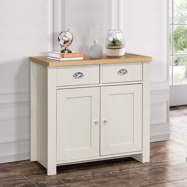 Birlea Highgate 2 Door 2 Drawer Sideboard in Cream and Oak