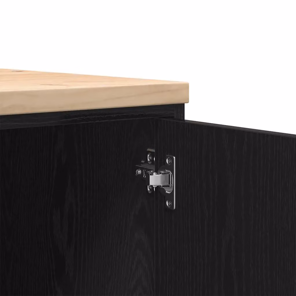 Berkfield Home Black Solid Wood Pine Garage Storage Cabinet with Hinged Doors, W/D/H: 30 x 51 x 85 cm – 6