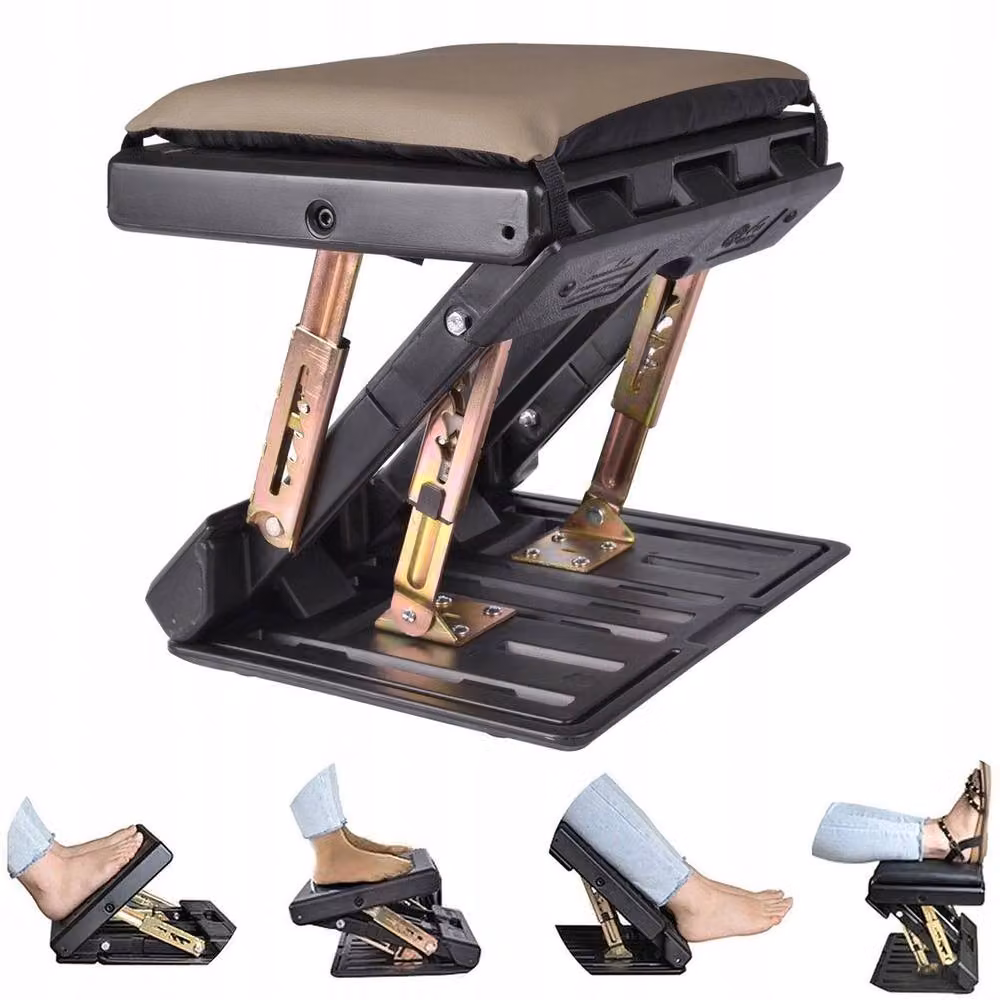 VOGREX 4 Level Adjustable Under Desk Massage Footrest in Black and Multicolour – 3