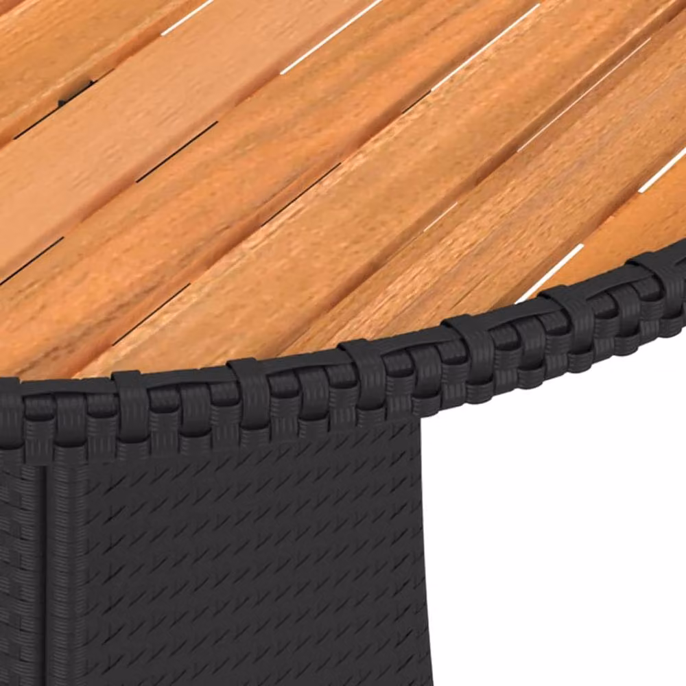 Berkfield Home Wonderful Garden Dining Table in Black Poly Rattan and Brown Oiled Acacia Wood, Diameter: 70 cm, Height: 73 cm – 3