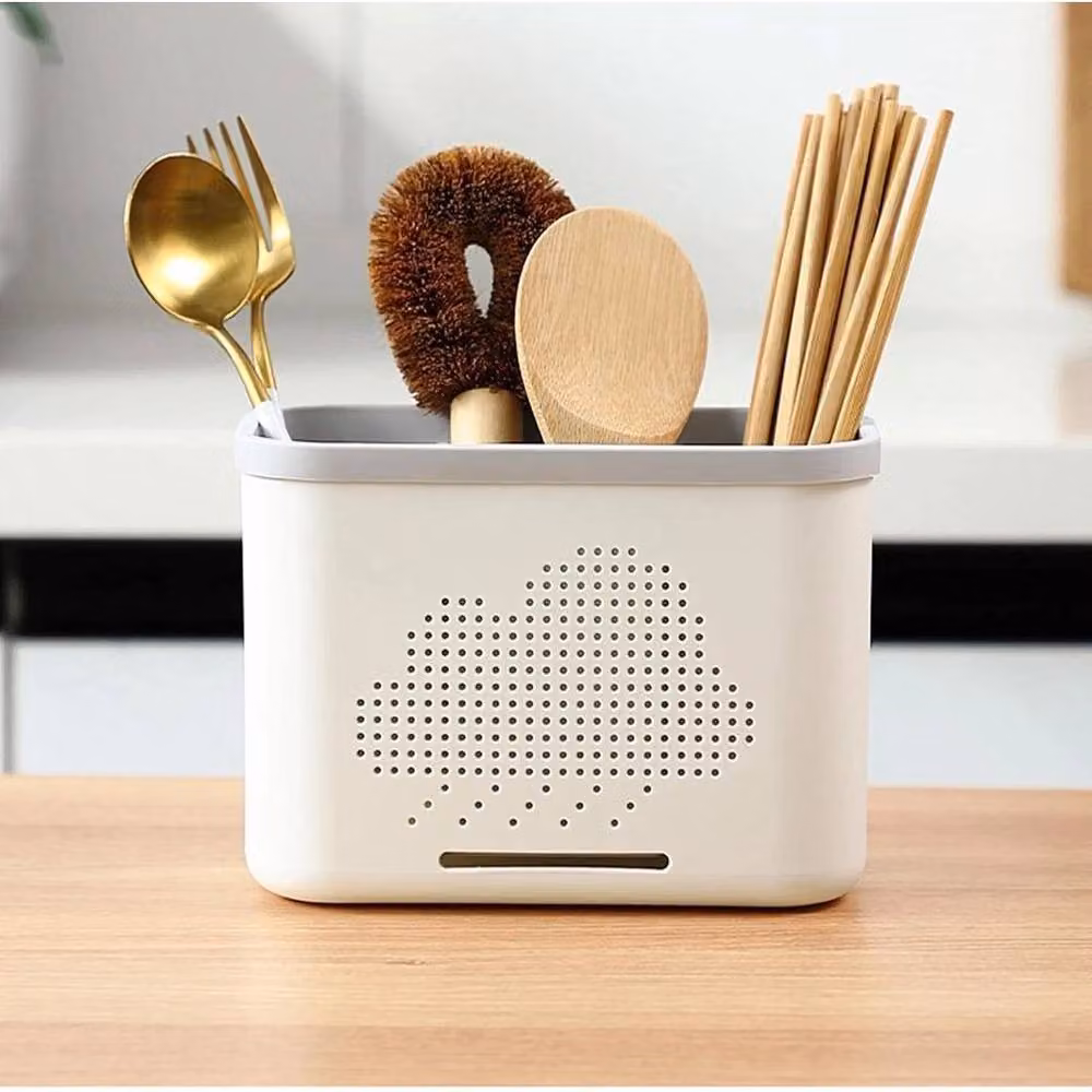 KORVIXA 3 Compartment Kitchen Utensils Caddy and Cutlery Holder in White – 2